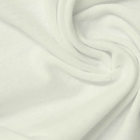 100% Cotton Rib Knit Fabric, 160 gsm, 168 cm — White
