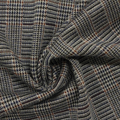 Dark Blue Plaid Jacquard, Poly-Viscose, 260 gsm
