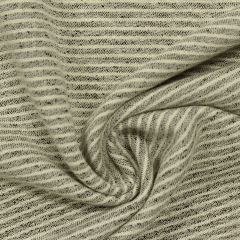 Light Beige Horizontal-Stripe French Terry, Cotton-Poly, 285 gsm