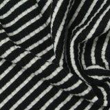 Black Horizontal-Stripe Rib Knit, Poly-Cotton — photo 3