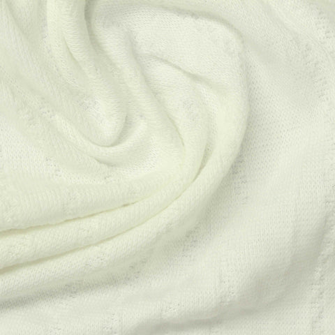 Polyester Stretch Pointelle Knit Fabric, 320 gsm, 140 cm — White