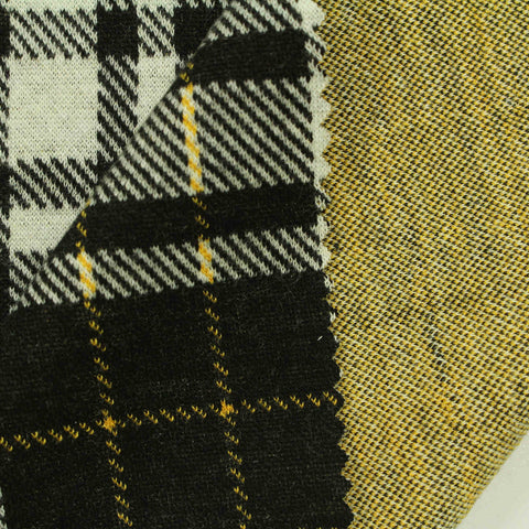 Black Plaid Jacquard, Cotton-Viscose