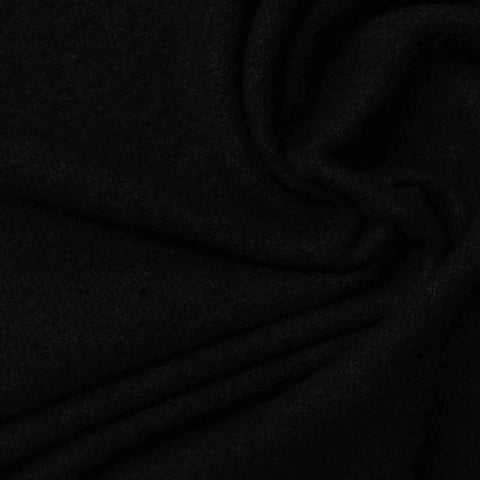 Polyester Viscose Stretch Chunky Knit Fabric, 211 gsm, 180 cm — Black