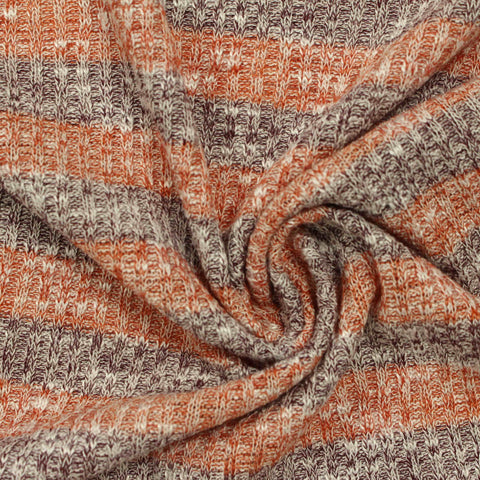 Marled Orange Horizontal-Stripe Chunky Knit, Poly-Viscose
