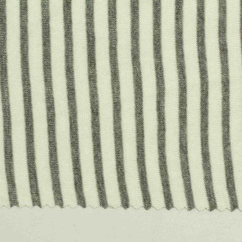 Grey Vertical-Stripe Rib Knit, Viscose-Poly