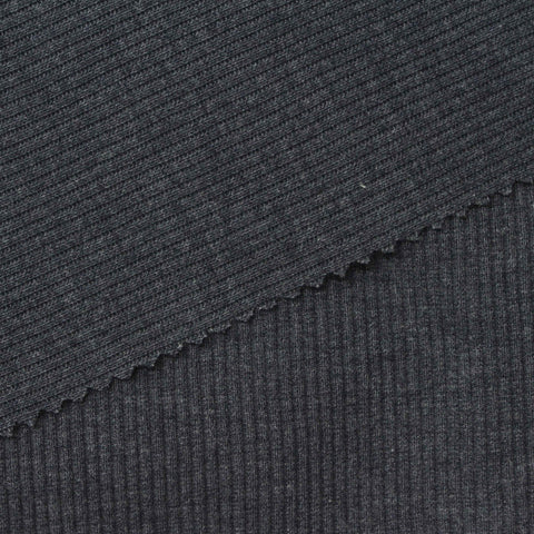 Polyester Viscose Stretch Rib Knit Fabric, 360 gsm, 155 cm — Grey
