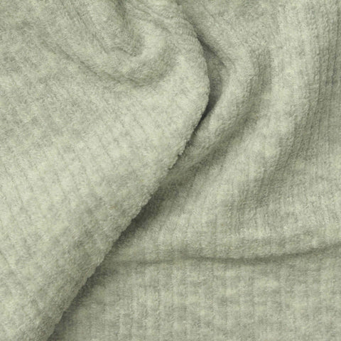Heather Polyester Cotton French Terry Fabric, 320 gsm, 180 cm — Grey
