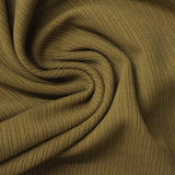 Polyester Stretch Rib Knit Fabric, 280 gsm, 165 cm — Khaki — photo 3