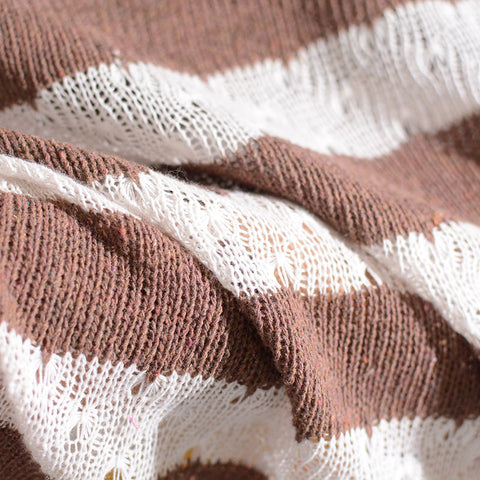 White Stripes Chunky Knit, Poly-Cotton