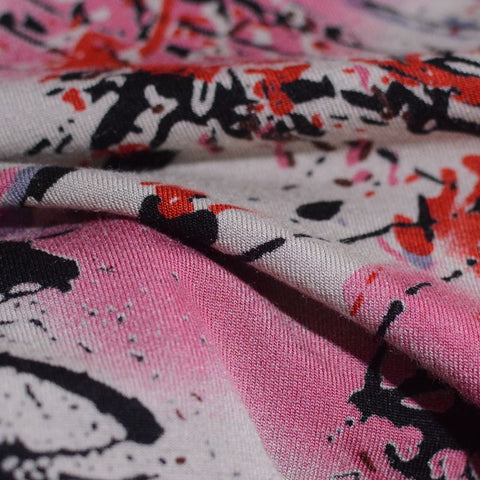 Black Abstract-Splatter Jersey Knit, Viscose-Nylon