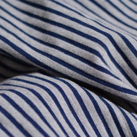 Navy Vertical-Stripe Knit, Viscose-Poly