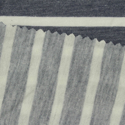 Blue Horizontal-Stripe Jersey Knit, Poly-Viscose, 169 gsm