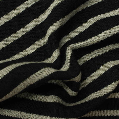 Black Horizontal-Stripe Chunky Knit, Poly-Cotton, 435 gsm