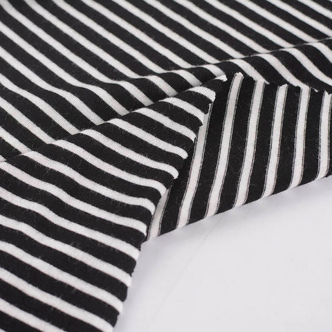 Black Horizontal-Stripe Jersey Knit, Viscose, 194 gsm