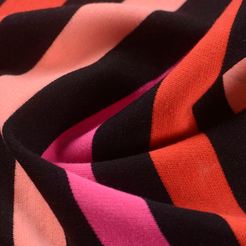 Black Horizontal-Stripe Ponte Knit, 375 gsm