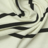 Beige Horizontal-Stripe Rib Knit, Poly-Viscose — photo 3