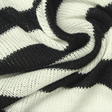 Black Horizontal-Stripe Chunky Knit, Poly-Viscose — photo 3