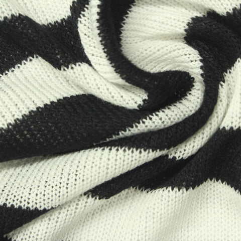 Black Horizontal-Stripe Chunky Knit, Poly-Viscose, 170 gsm, 160 cm, ref EF-246195