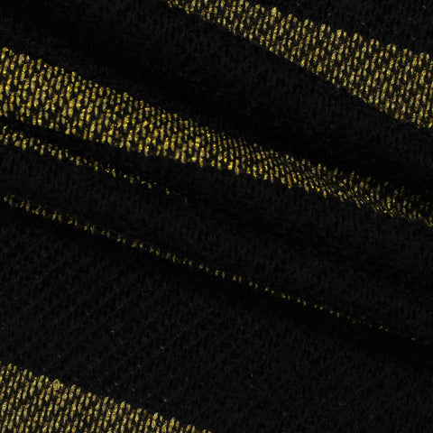 Black Horizontal-Stripe Chenille, Polyester, 270 gsm