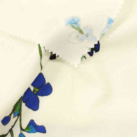Blue Flowers Linen-Look, Polyester, 243 gsm