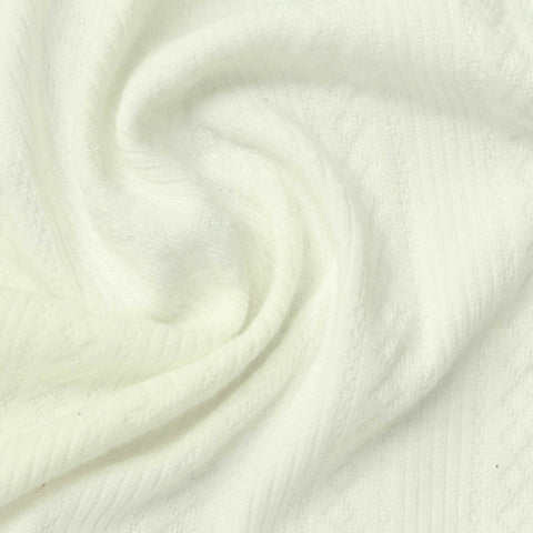 Off-White Vertical-Line Pointelle Knit, Poly-Viscose