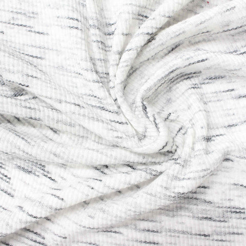 White Marl Rib Knit, Poly-Viscose, 153 gsm