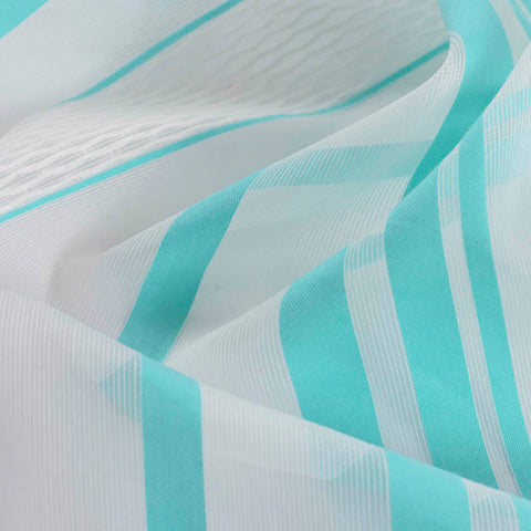 Teal Horizontal-Stripe Jacquard, Cotton-Nylon