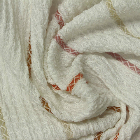 White Vertical-Stripe Crepe, Polyester, 150 gsm