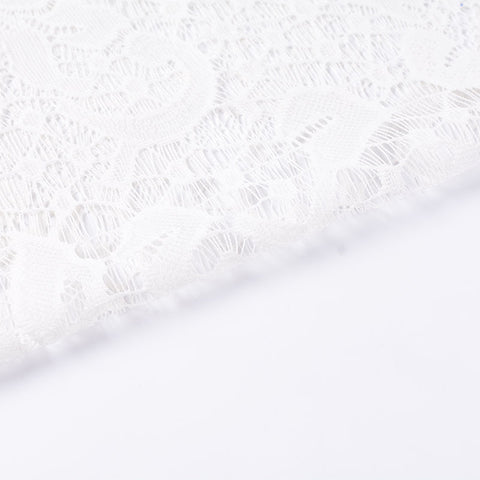 White Floral Lace, Polyester, 87 gsm
