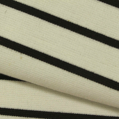 Black Horizontal-Stripe Ponte Knit, Cotton-Poly, 280 gsm, 150 cm