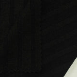Striped Viscose Polyester Stretch Rib Knit Fabric, 220 gsm, 150 cm — Black — photo 3