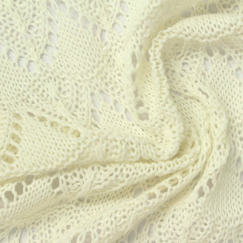 Cream Openwork Pointelle Knit, Poly-Cotton, 270 gsm