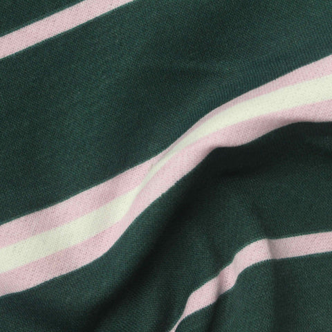 Dark Green Horizontal-Stripe French Terry, Cotton-Poly