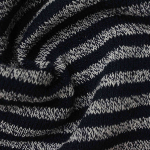 Navy Marled-Stripe Chunky Knit, Cotton-Poly