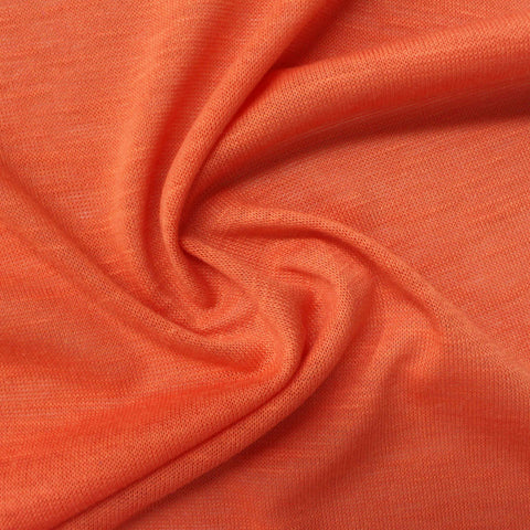 Slub Polyester Viscose Stretch Chunky Knit Fabric, 172 gsm, 165 cm — Orange