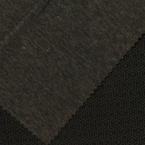 Black Tone-on-Tone Interlock Knit, Poly-Cotton