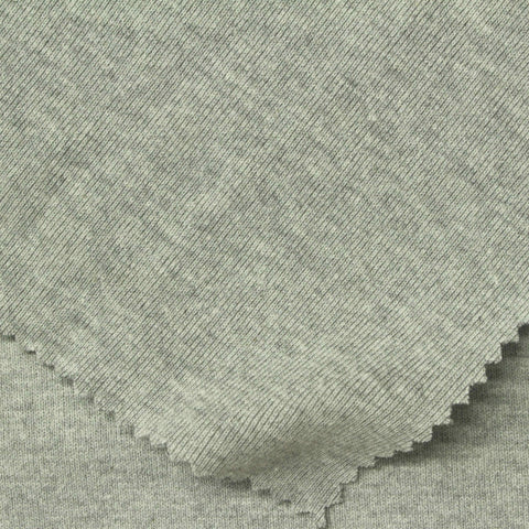Heather Grey Marl Rib Knit, Cotton-Poly, 380 gsm