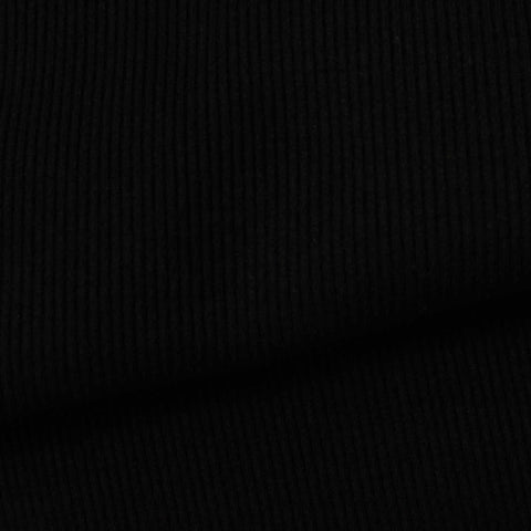 Polyester Viscose Stretch Rib Knit Fabric, 466 gsm, 125 cm — Black