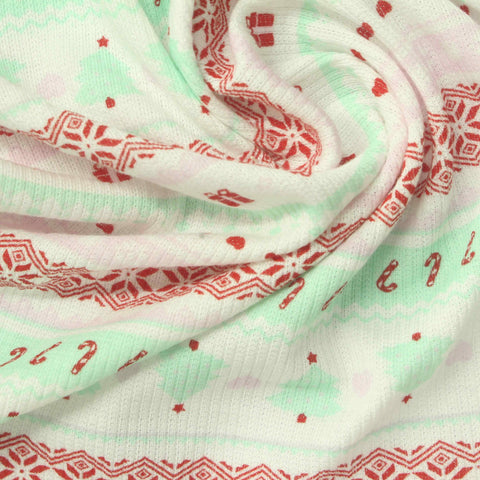 Red Hearts Rib Knit, Poly-Viscose