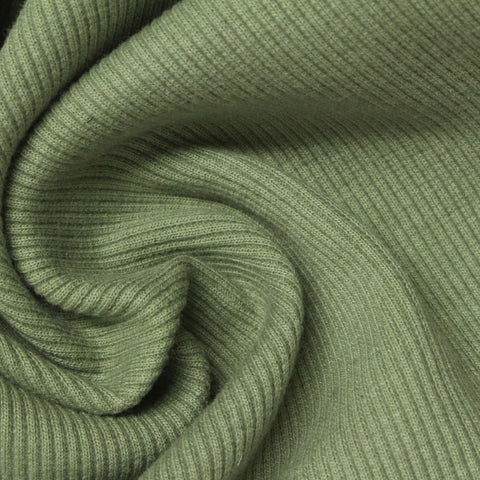 Sage Ribbed Rib Knit, Cotton-Poly