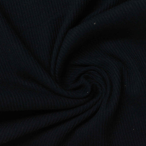 Cotton Polyester Rib Knit Fabric, 240 gsm, 149 cm — Black