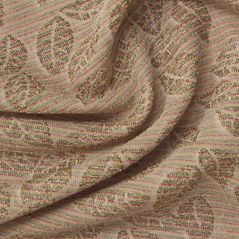 Green Leaves Interlock Knit, Poly-Metallic