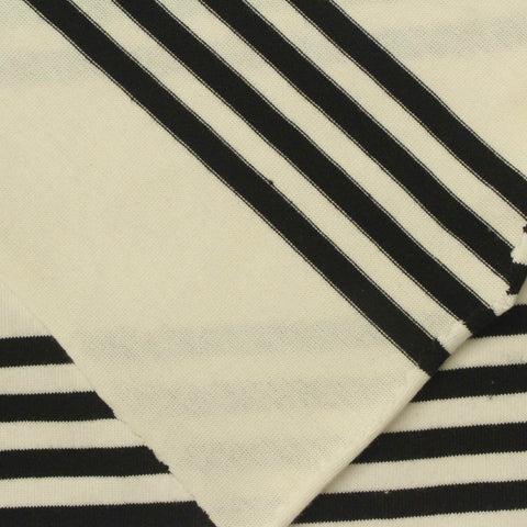 Black Horizontal-Stripe Jersey Knit, Cotton, 227 gsm