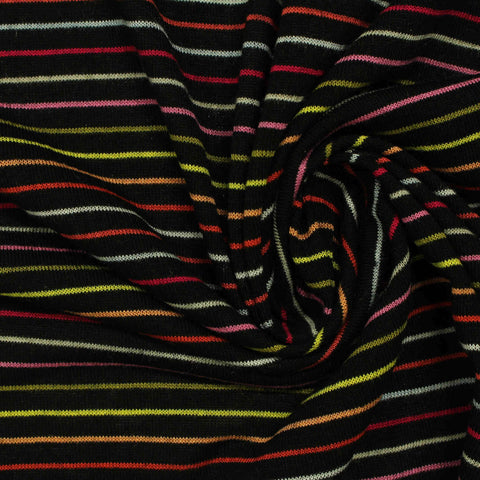 Black Horizontal-Stripe Jersey Knit, Viscose, 140 gsm, 150 cm