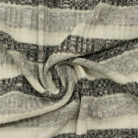 Black Marl Rib Knit, Viscose-Poly, 225 gsm