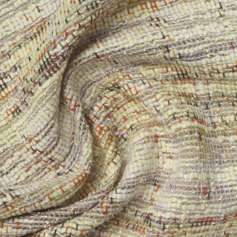 Red Irregular-Fleck Bouclé, Cotton-Poly