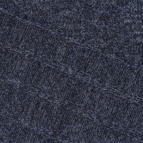 Dark Blue Marl Rib Knit, Poly-Viscose, 260 gsm