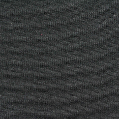 Polyester Cotton Stretch Rib Knit Fabric, 400 gsm, 140 cm — Black