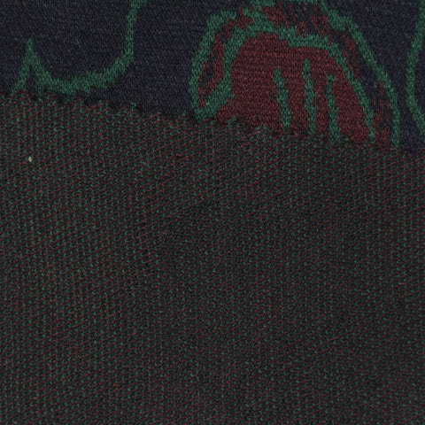 Dark Red Leaf Jacquard, Poly-Viscose