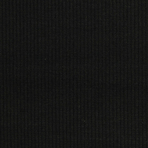 Polyester Cotton Stretch Rib Knit Fabric, 303 gsm, 124 cm — Black